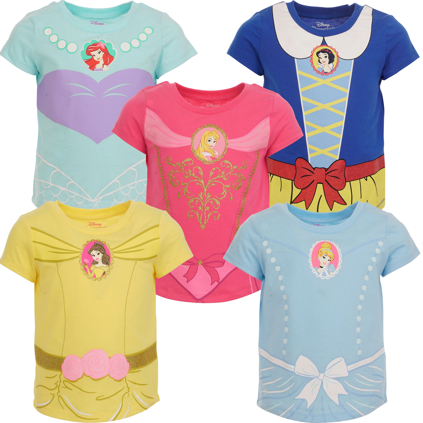 Disney Princess Girls' 5-Pack Cosplay T-Shirts