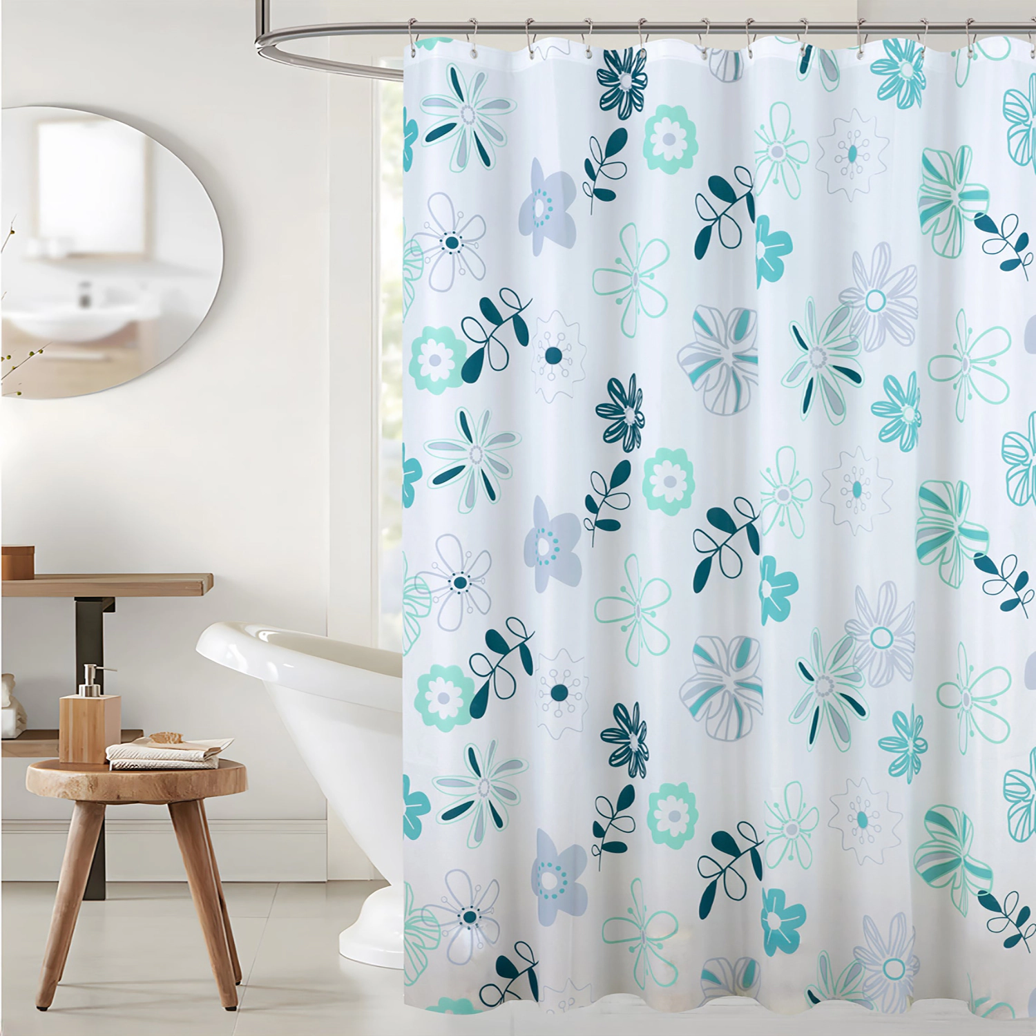 RT Designers Collection 90GSM Peva Glit Printed Romy Shower Curtain 70" x 72" Blue