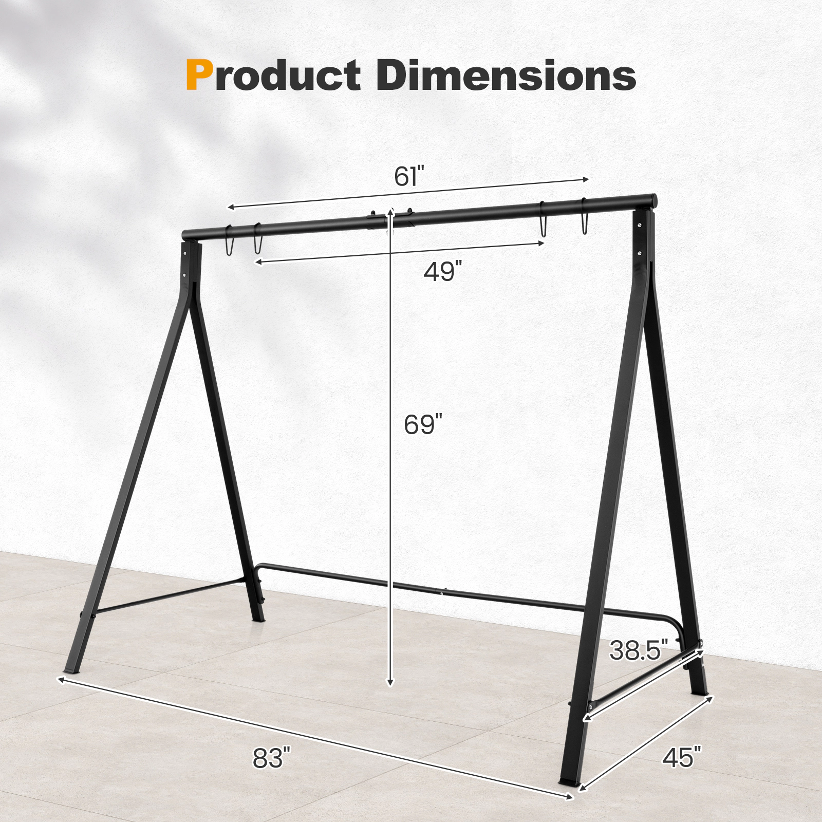 SUGIFT Black 350-Lb 83-In Metal A-Frame Swing Stand