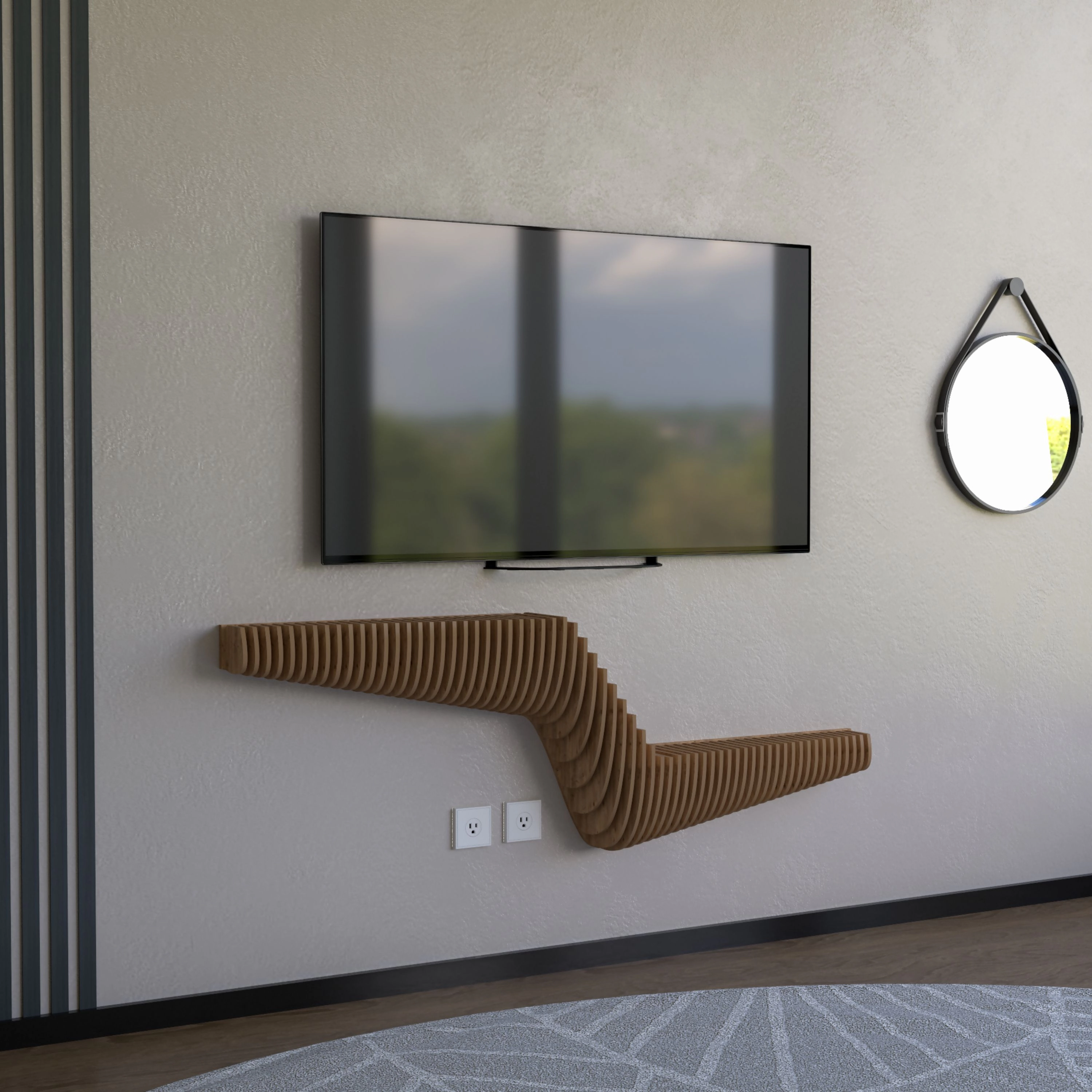 Wear Sierra Parametric 57 inch 3D Wavy  Floating Shelf