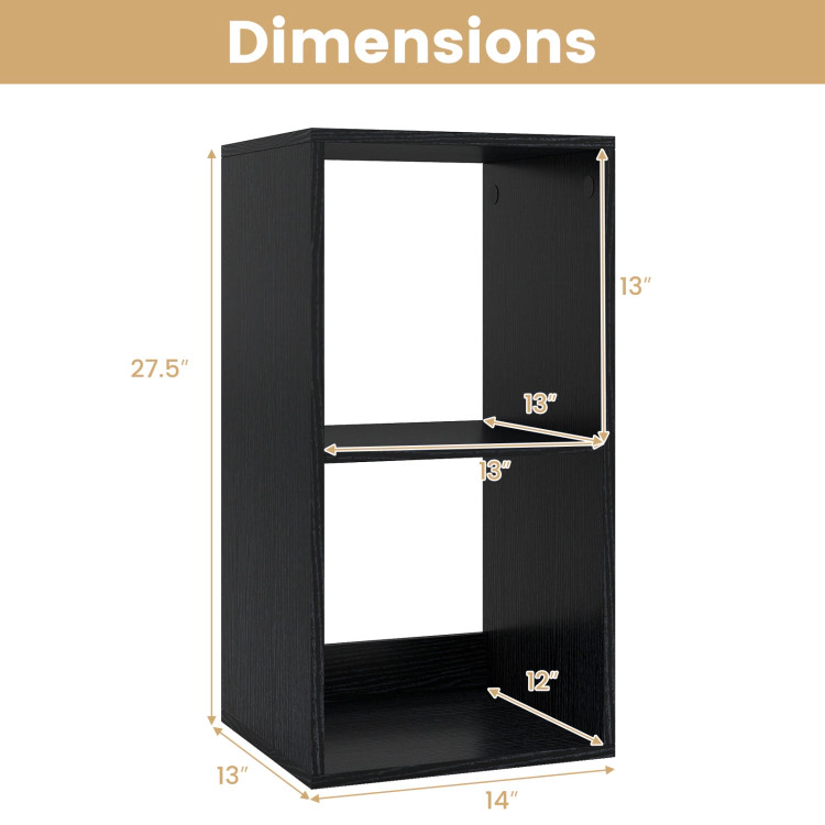 Hivvago 2 Cube Bookshelf with Back Guardrail for Living Room Bedroom