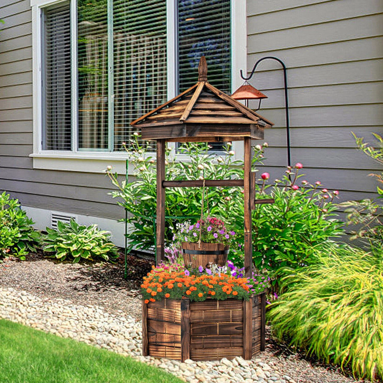 Hivvago Rustic Wooden Wishing Well