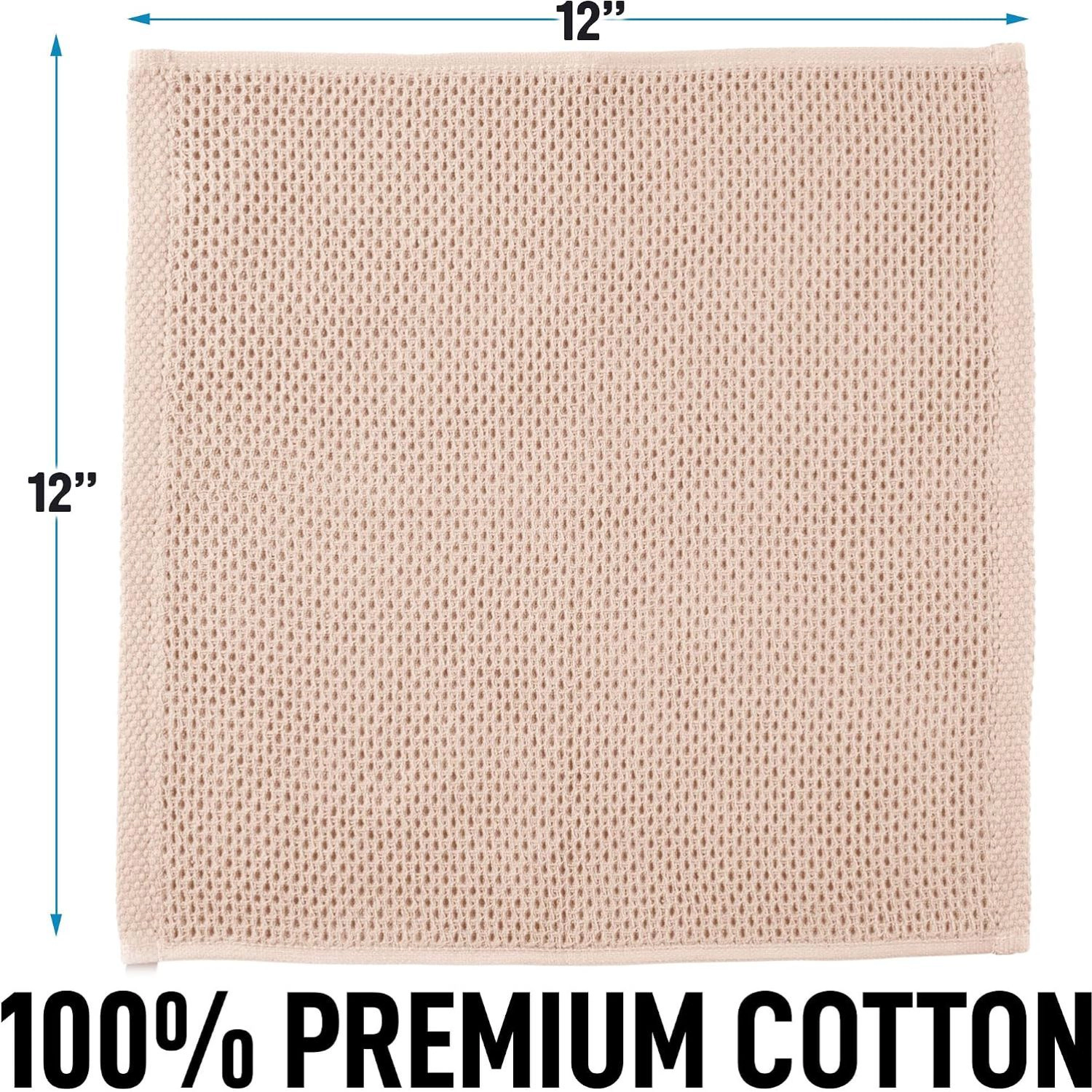 Zulay Kitchen Reusable Towels 3 Pack 100% Cotton Waffle Weave - 12x12” Super Absorbent Dish