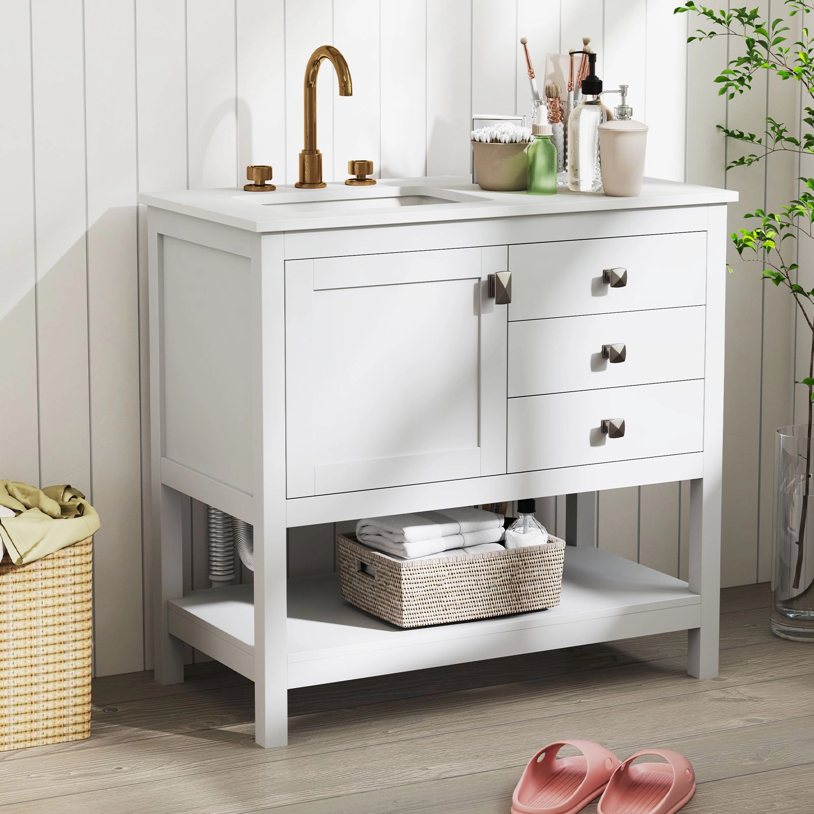 Slickblue 36 Inch Bathroom Vanity Set with Ceramic Sink