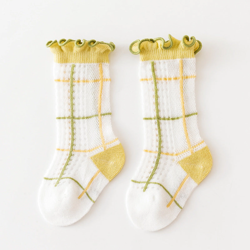 MyKids-USA Baby Girl Floral Print Pattern Mesh Breathable High Tube Socks