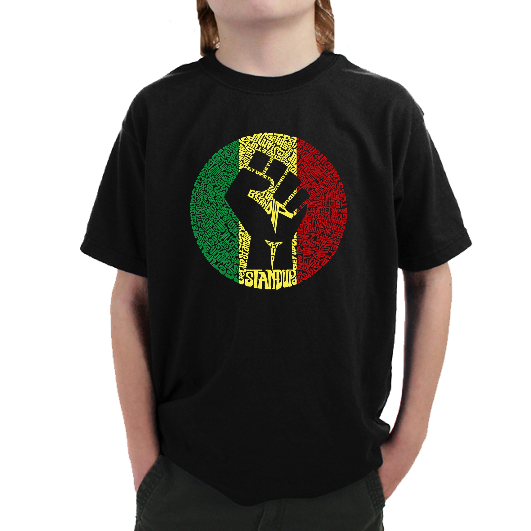 LA Pop Art Boy's Word T-Shirt - Get Up Stand