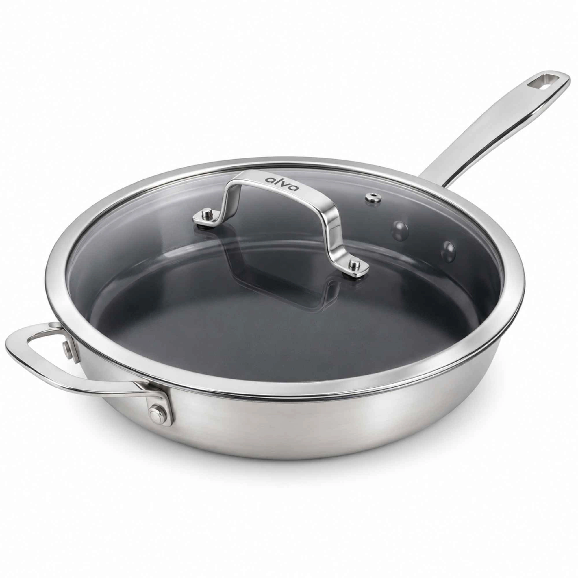 Alva Maestro Ceramic Nonstick Stainless Steel Frying Pan with Glass Lid
