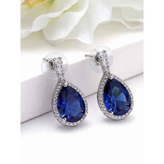 AGP PARIS Womens Halo Teardrop Sparkle Drop Earrings