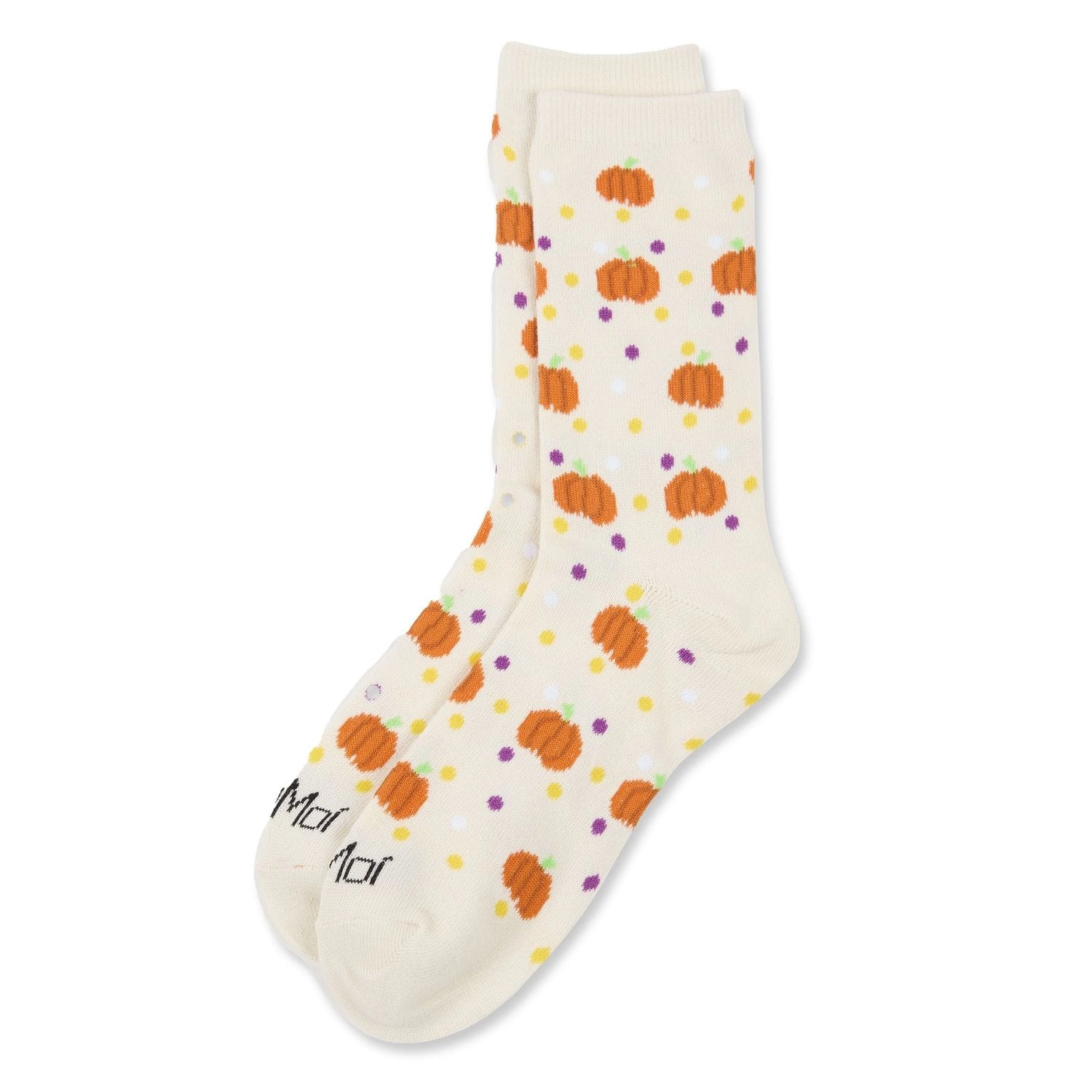 MeMoi Women's Cheery Pumpkin Polka Dot Festive Crew Socks