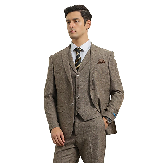 Sean Alexander Mens Regular Fit 3pc Tweed Textured Suit Set