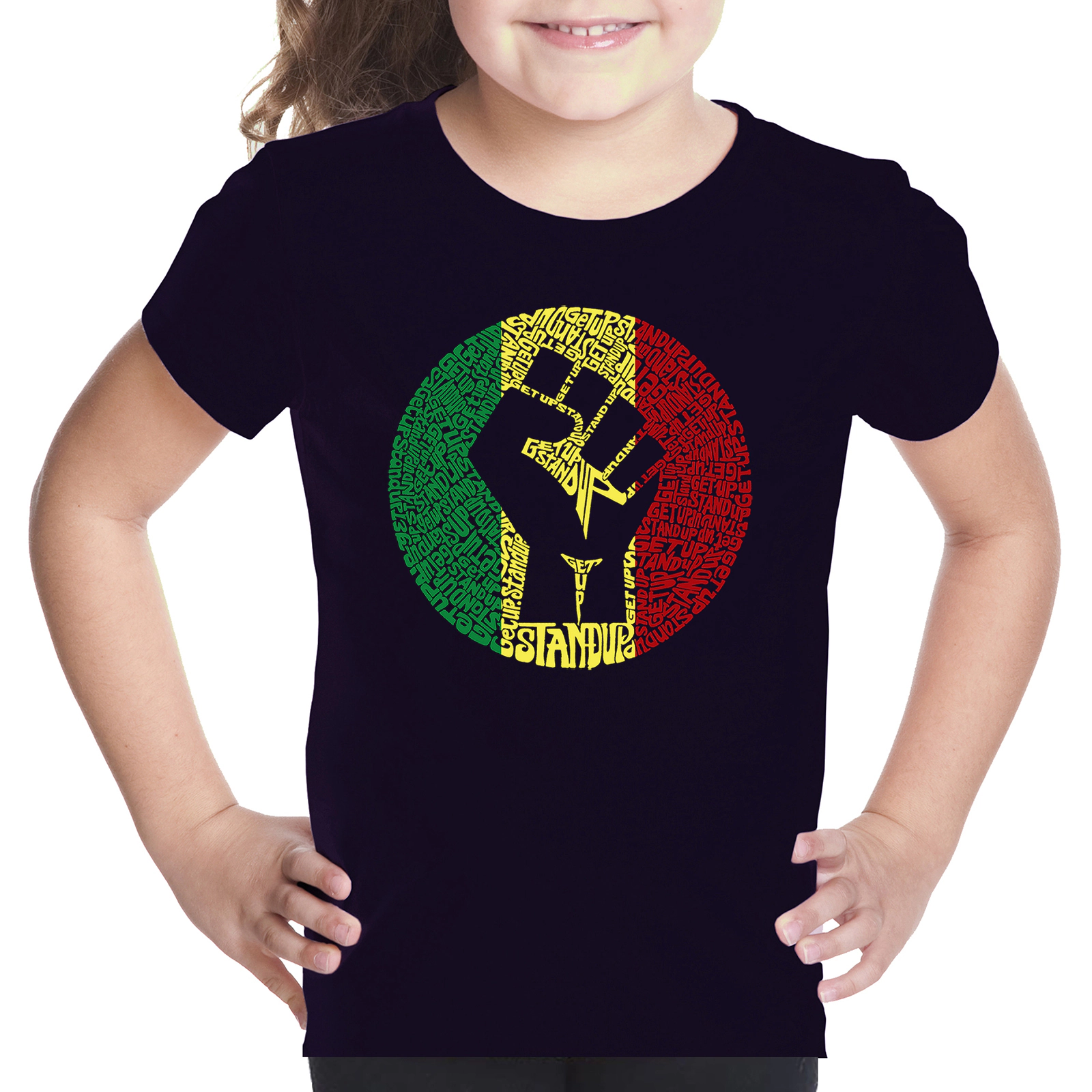 LA Pop Art Girls Word T-Shirt - Get Up Stand