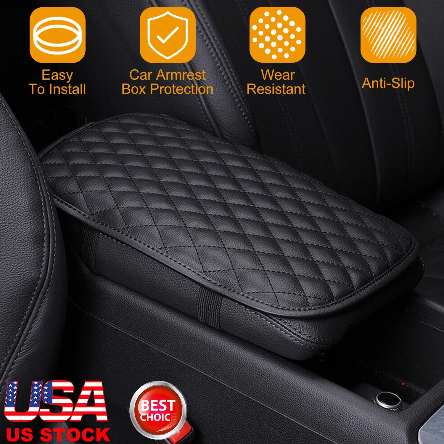 GBruno PU Leather Car Armrest Pad Cover