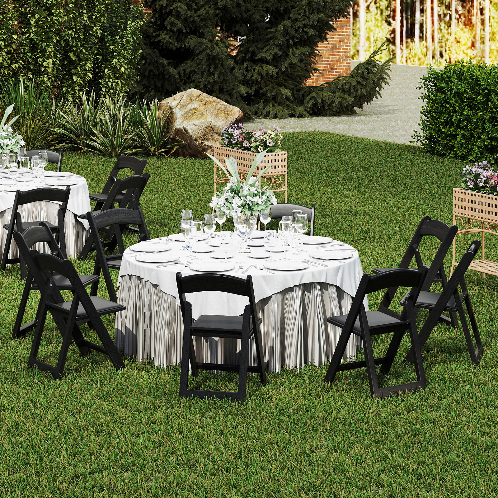 SUGIFT Portable Resin Folding Dining Chairs 1100-Lb Capacity with Padded Seat 18-in Seat Height Black 4-Pack