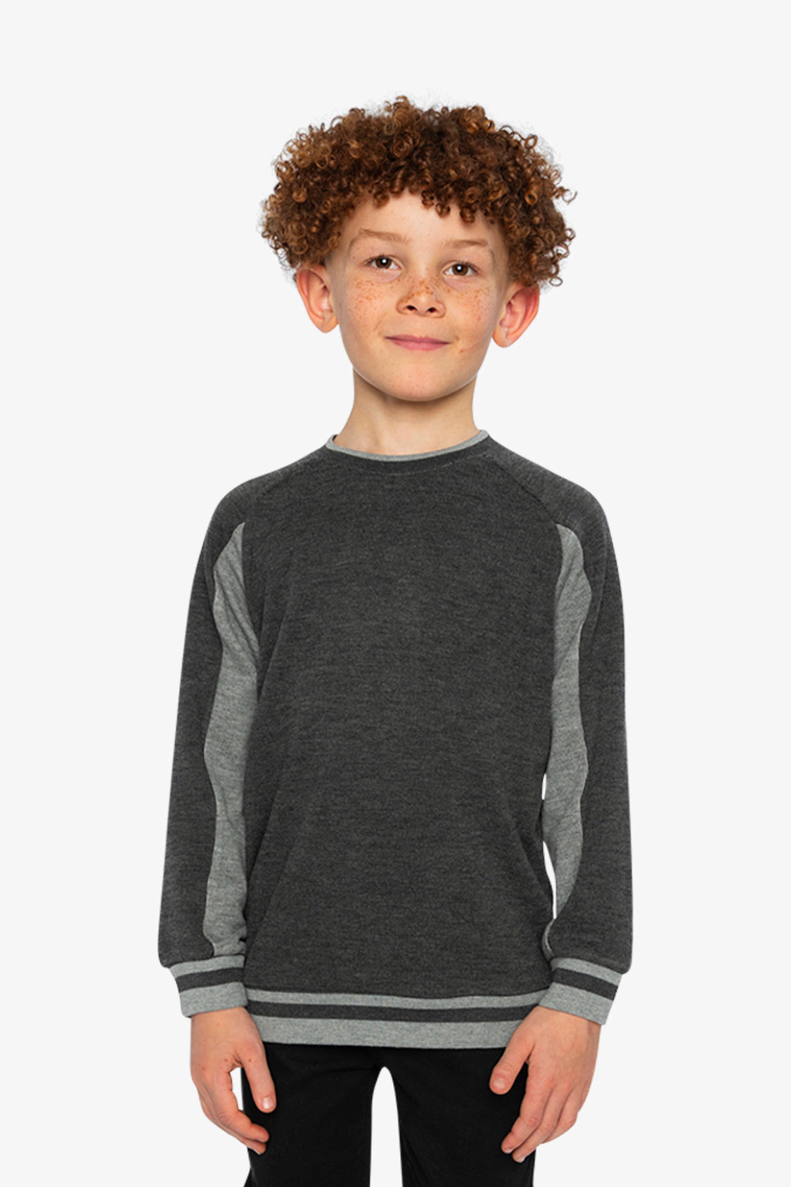 Deux par Deux Boys Flat Back Rib Crewneck Sweatshirt with Brushed Interior