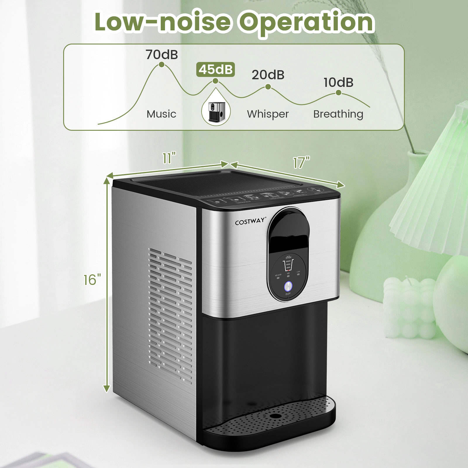 LJG Self Dispensing Nugget Ice Maker Countertop with Soft Chewable Pellet Ice Cubes