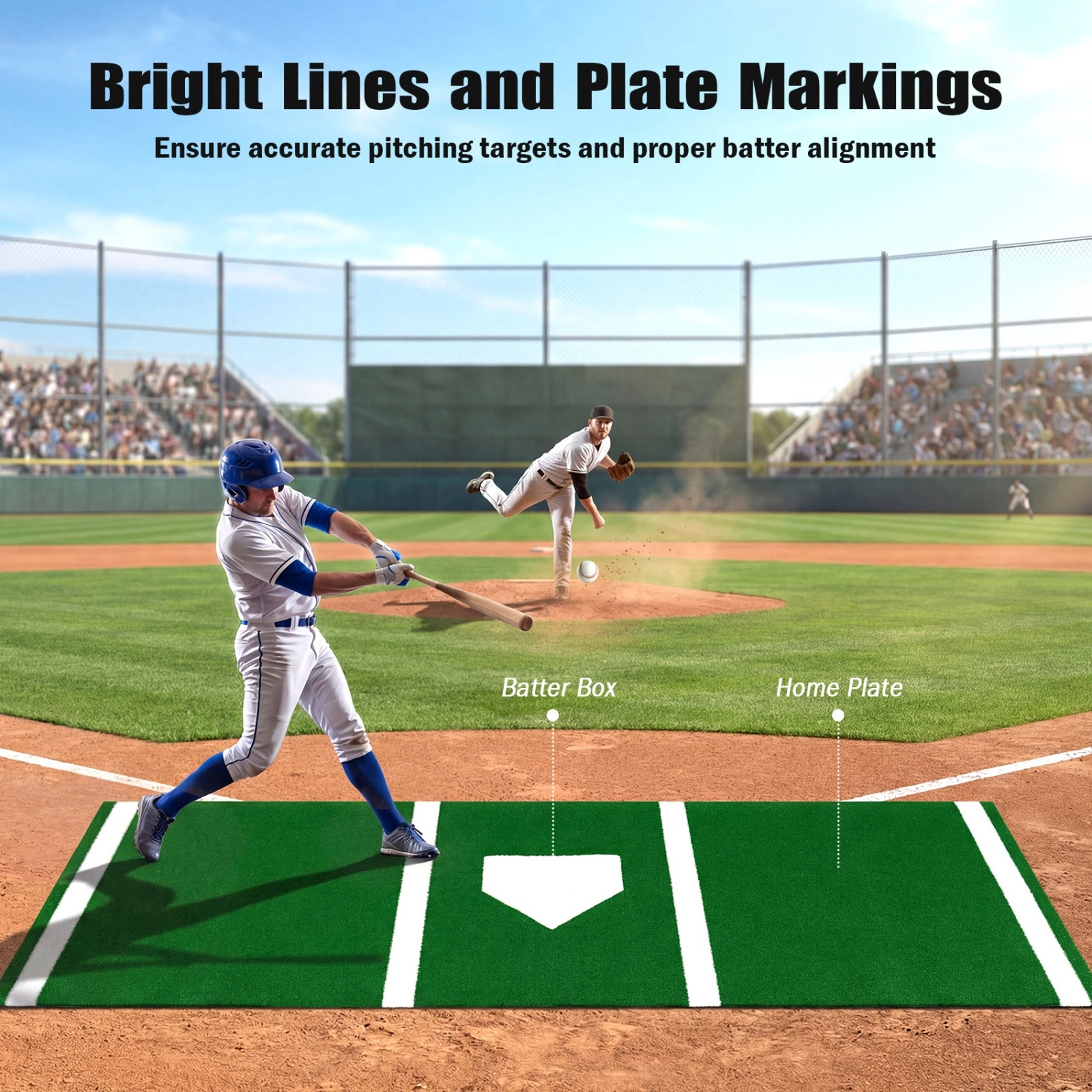 SUGIFT Integrated Pitching Plate Non-Slip Backing 10 x 3 Feet Youth Softball Training Mat