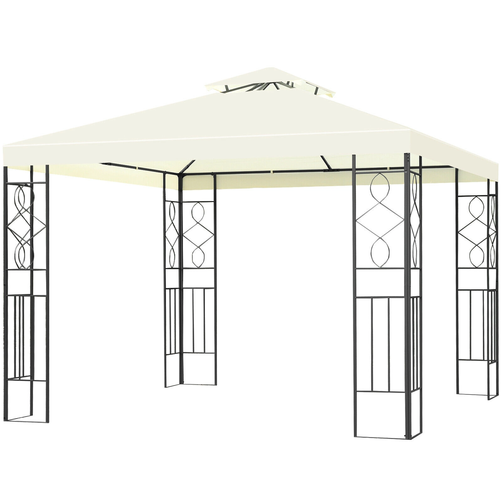 SUGIFT 2-Tier 10 x 10Patio Gazebo Canopy Tent with Steel Frame and Polyester Fabric