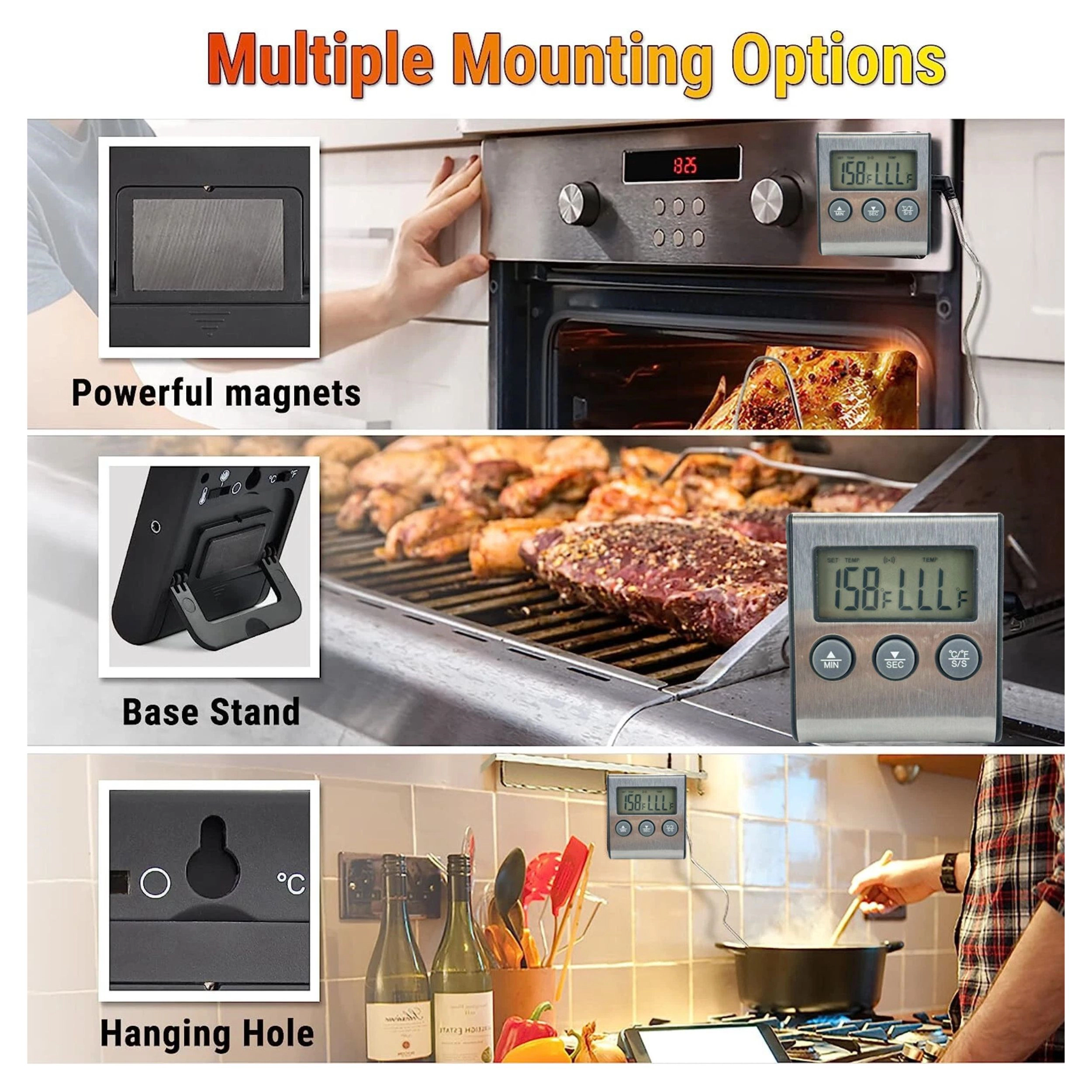 Home Collection Digital Cooking Thermometer with Timer & Probe