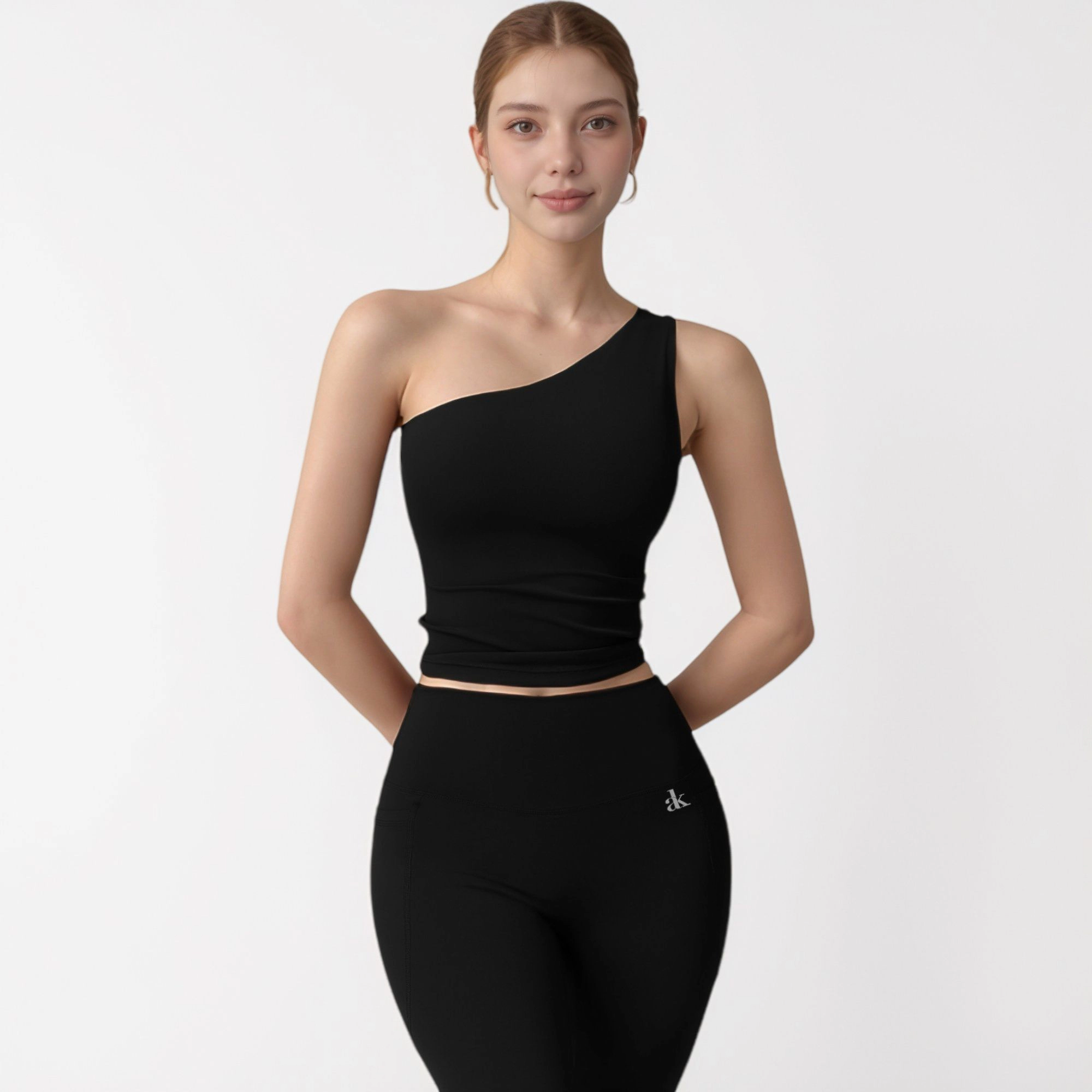 Anna-Kaci Women's One Shoulder Cropped Active Tank Top with Asymmetrical Neckline