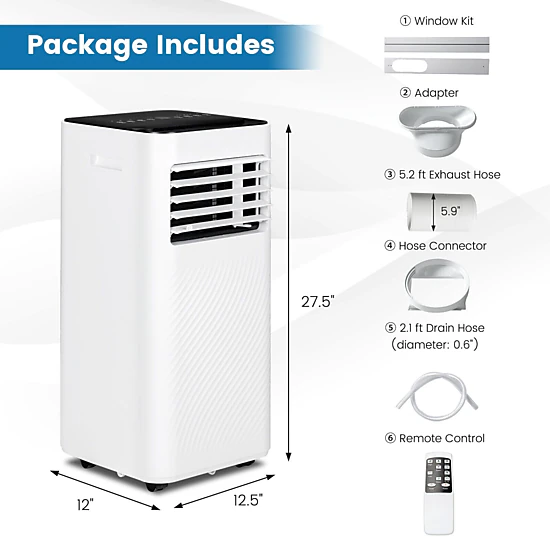 SlickBlue 10,000 BTU Portable Air Conditioner with Remote Control