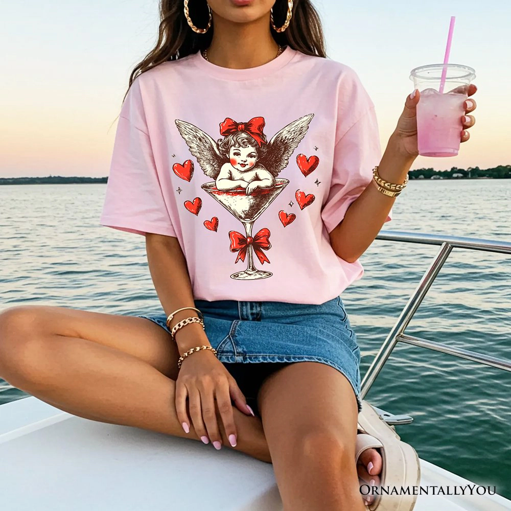 OrnamentallyYou Womens Retro Coquette Cupid Valentine T-Shirt