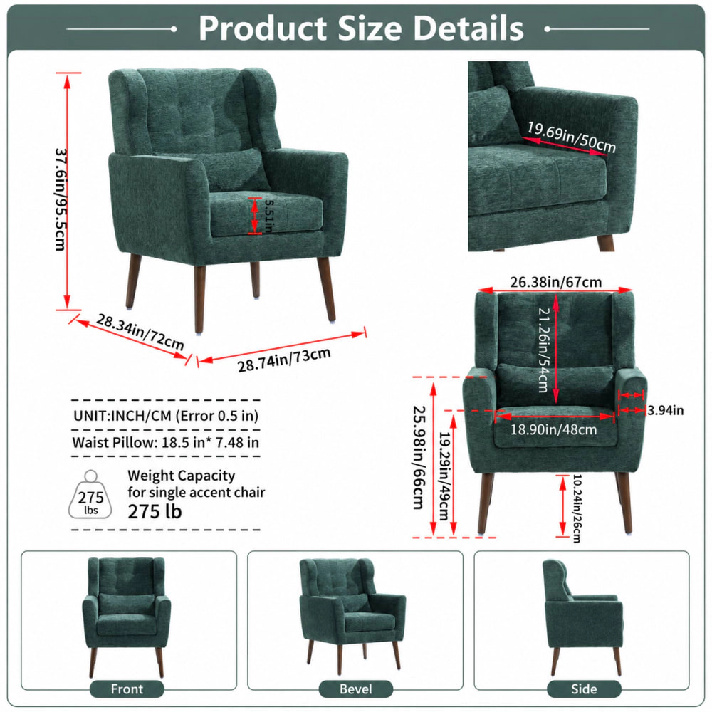 GOODSILO Soft Chenille Accent Chair Versatile Seating