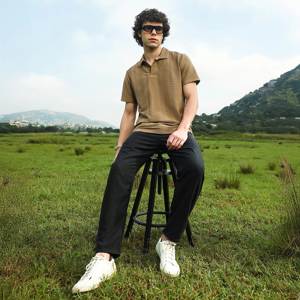 Flatten-Ruched Polo T-Shirt