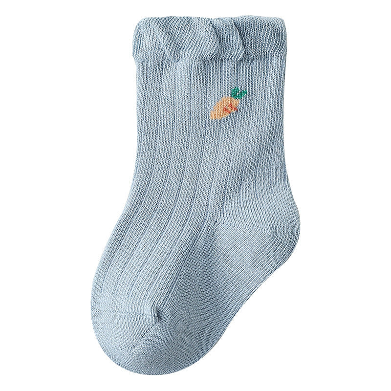 MyKids-USA Baby Girls Frilled-Edges Breathable Mid-Calf Socks 2 Pairs