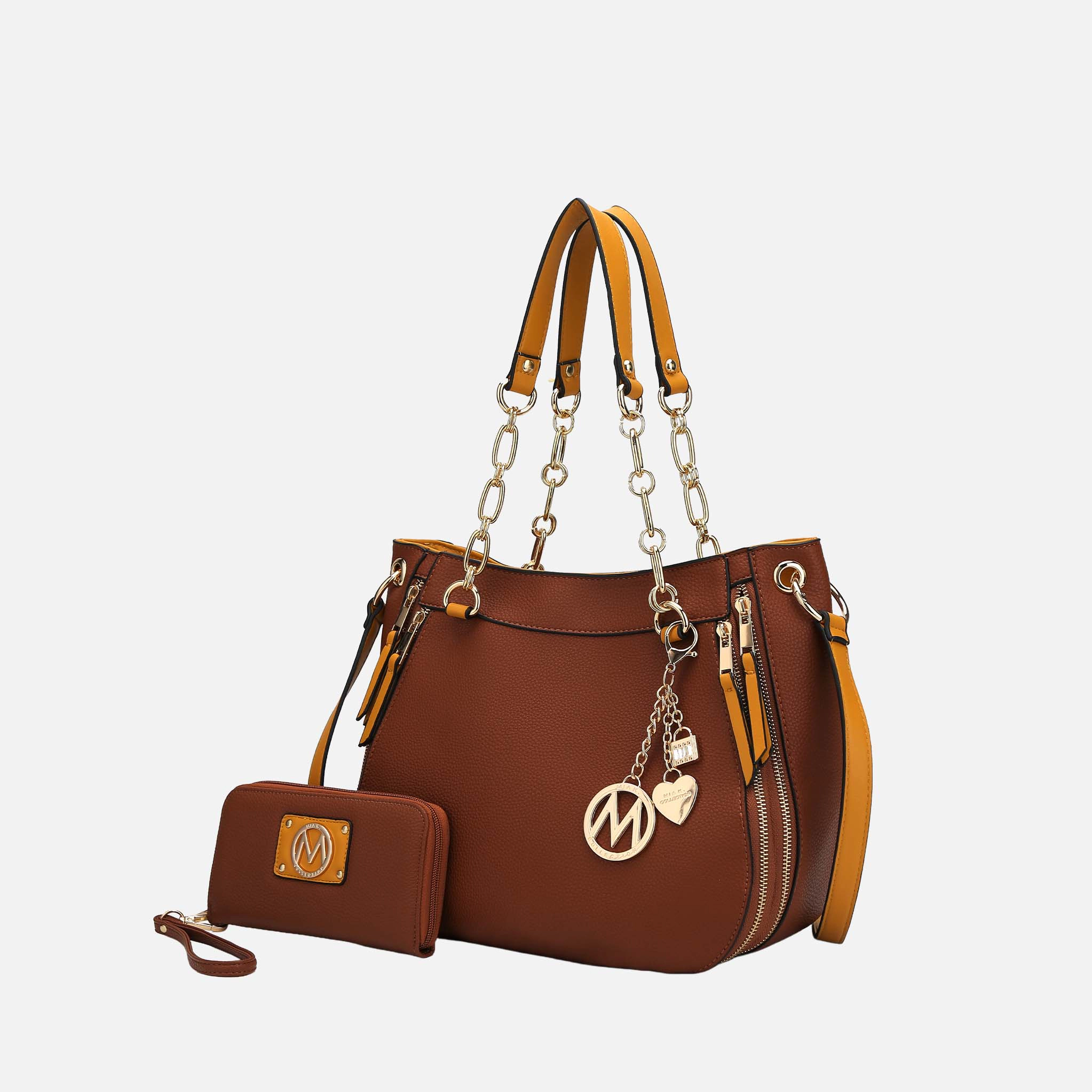 MKF Collection by Mia K Lina Tote Bag and Wallet Set, Solid Vegan Leather