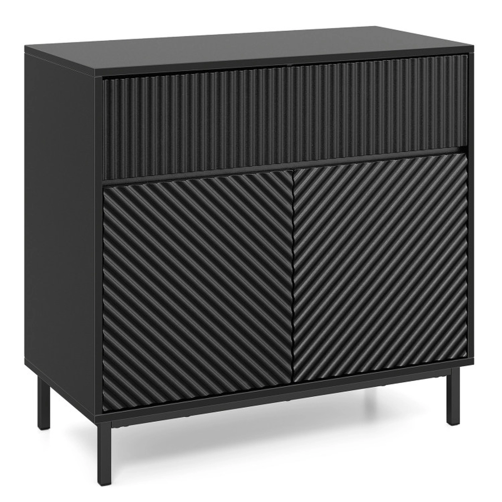 SUGIFT 32-in Wide Buffet Cabinet with 2 Doors and 1 Drawer 200-lb Capacity Black