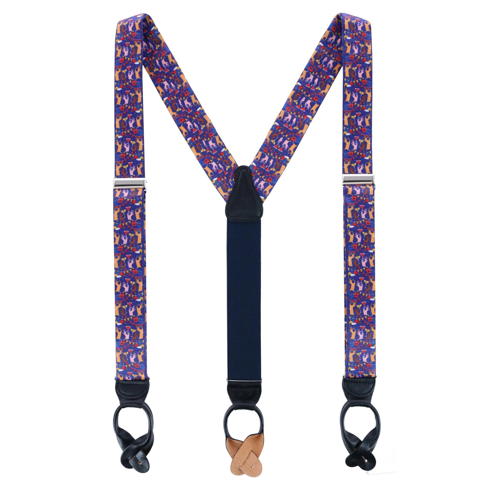 Trafalgar Men's Toast The Night Away Silk Button End Suspenders