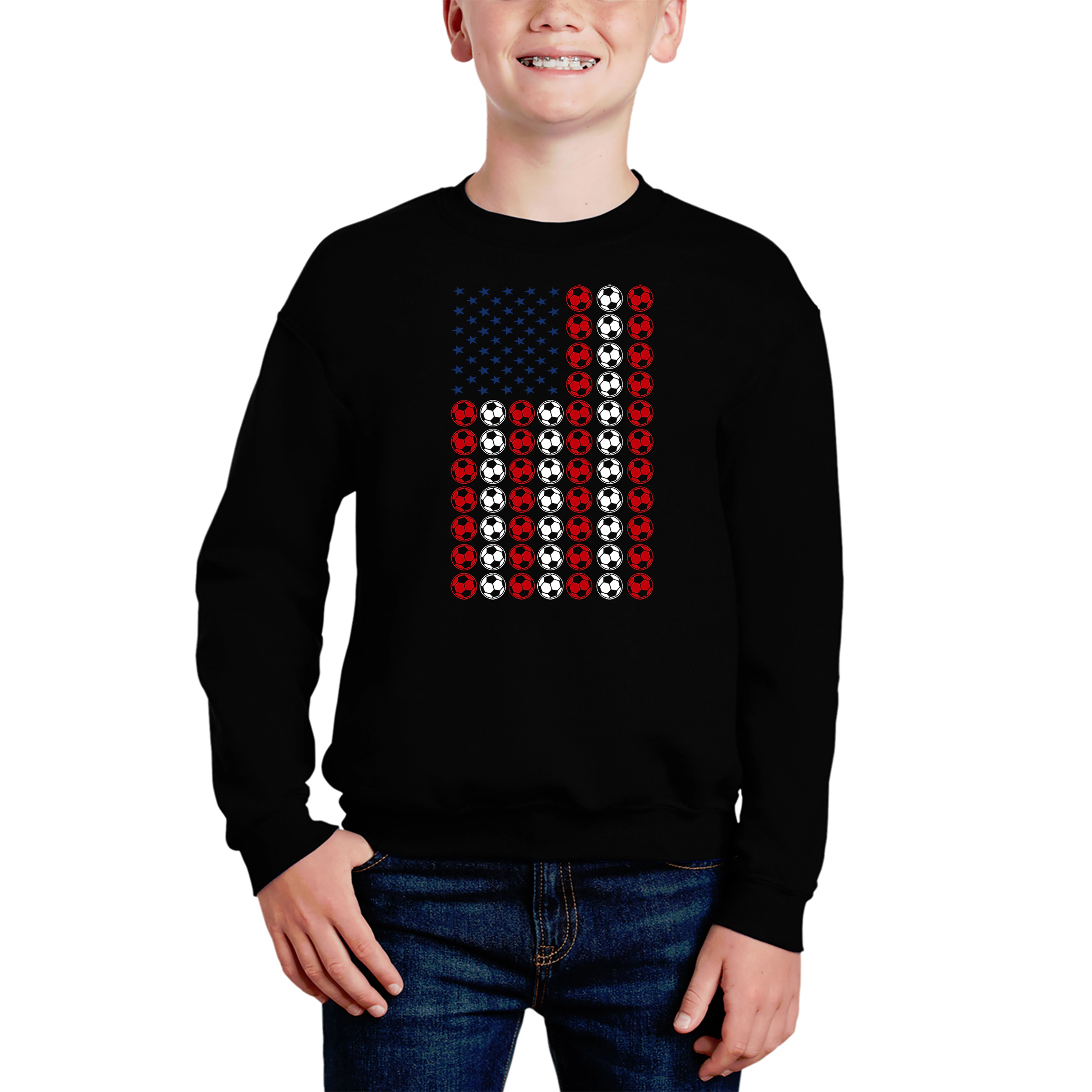 LA Pop Art Boy's Word Sweatshirt - Soccer Flag