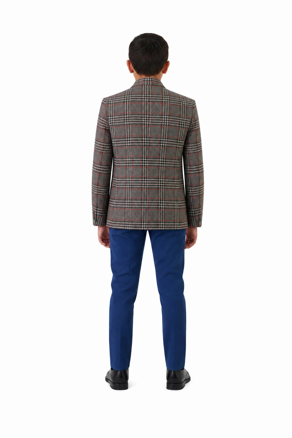 Elie Balleh Boys Slim Fit Windowpane Blazer