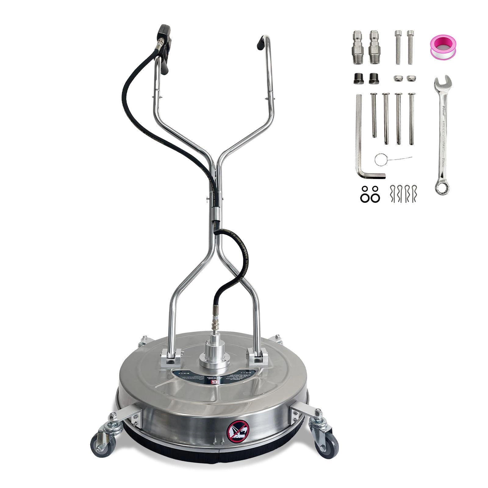24-in up to 4900-PSI Stainless Steel Walk-Behind Pressure Washer Surface Cleaner with 4 Wheels and 1/4-in Adapter