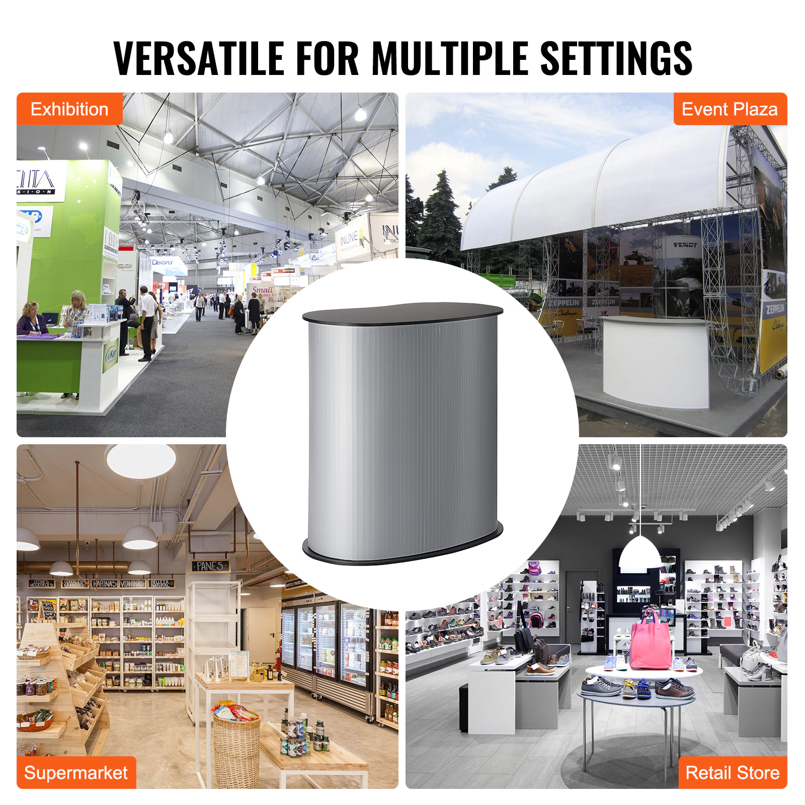 HONGGE Portable Tradeshow Podium Display Exhibition Counter with Foldable Wall, Pop Up Bar Table with Carrying Bag