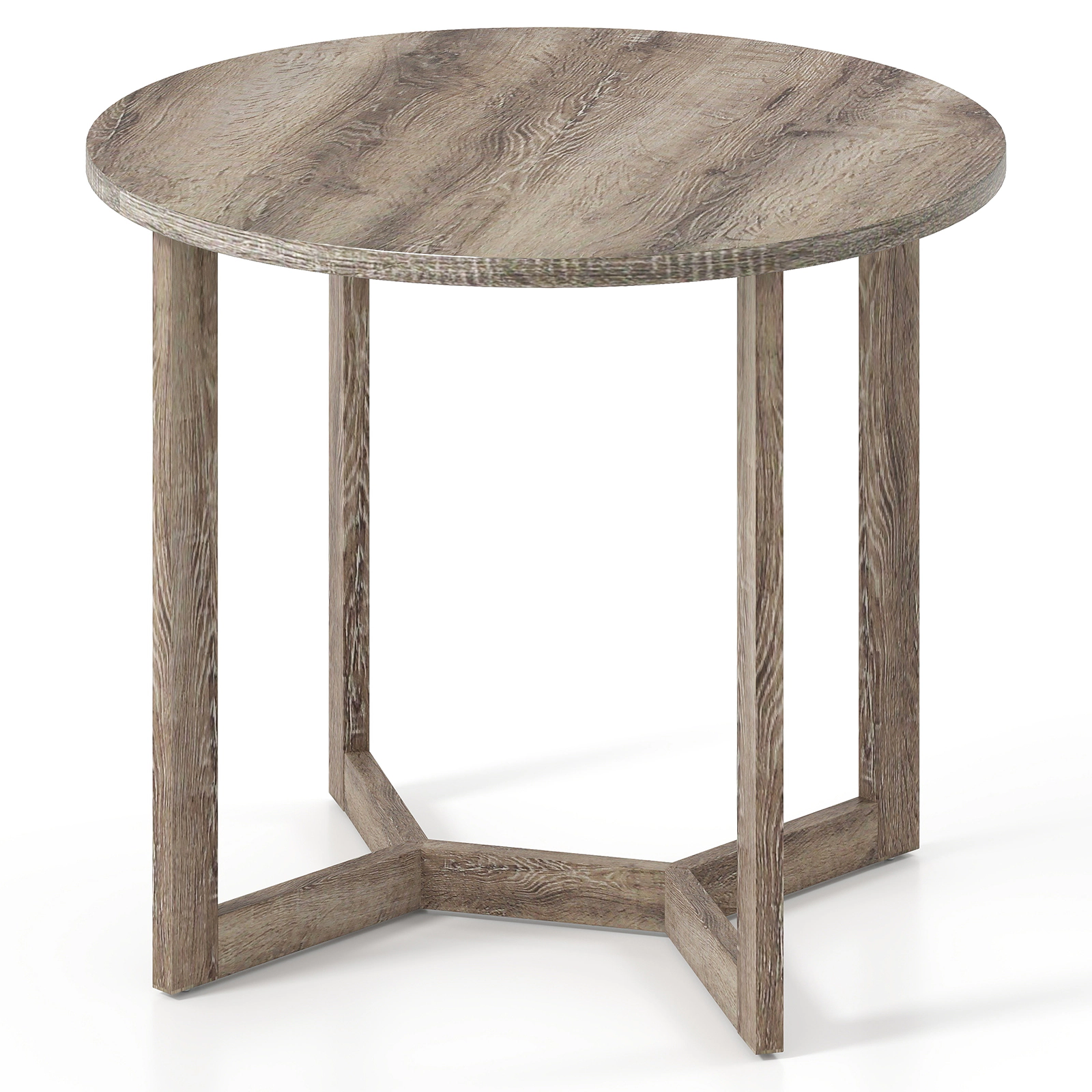 SUGIFT 36-in Grey Round Wood Dining Table for 2 to 4 People, Pedestal Base