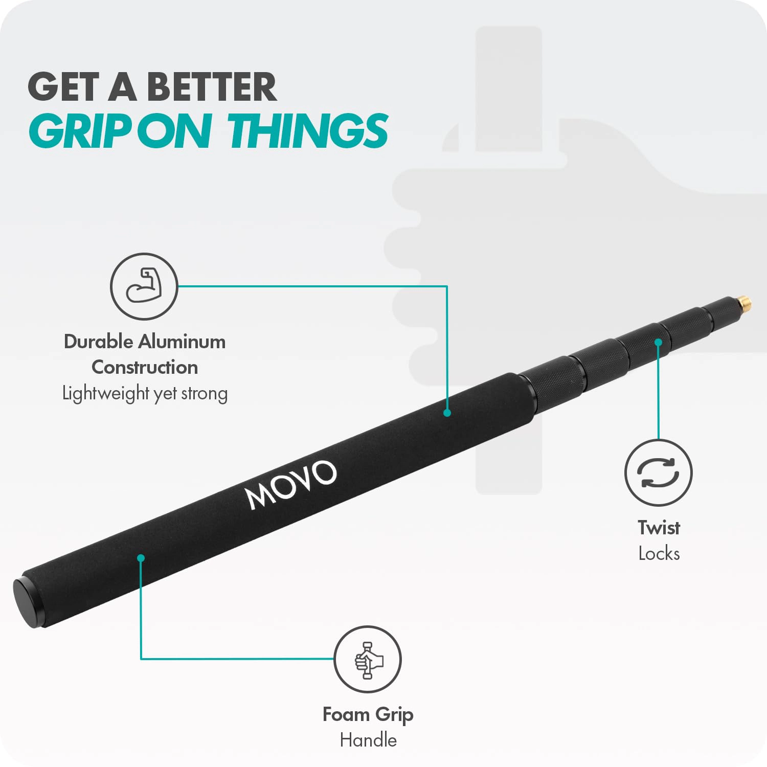 Movo CMP-17 Professional 9.8' Aluminum Boom Pole for Shotgun Microphones