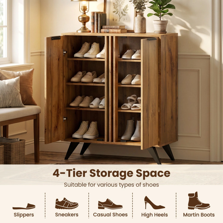 Hivvago 4-Tier Modern Freestanding Hidden Shoe Cabinet with 2 Doors