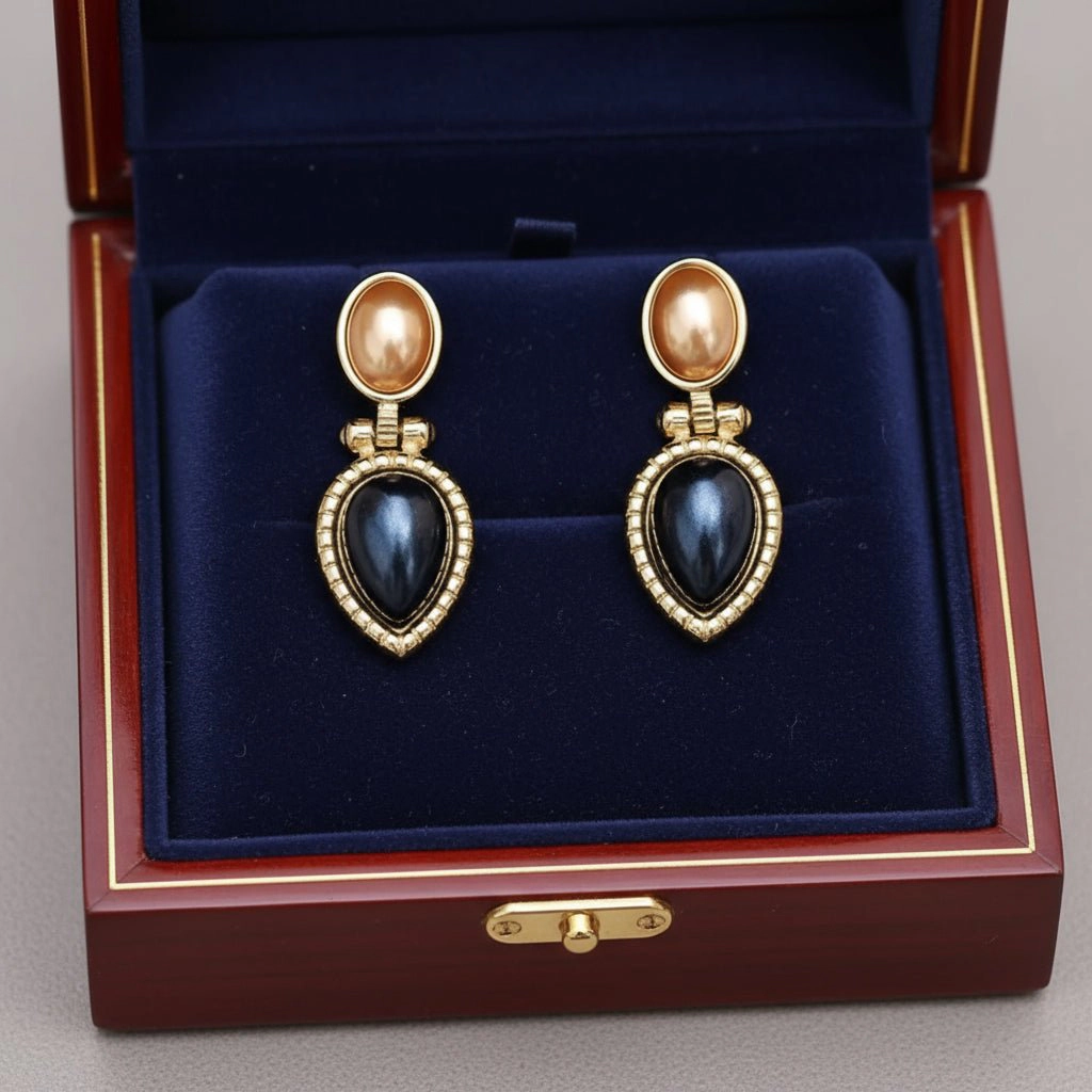 DressAtR Women's Oval Gold Tone Drop Earrings