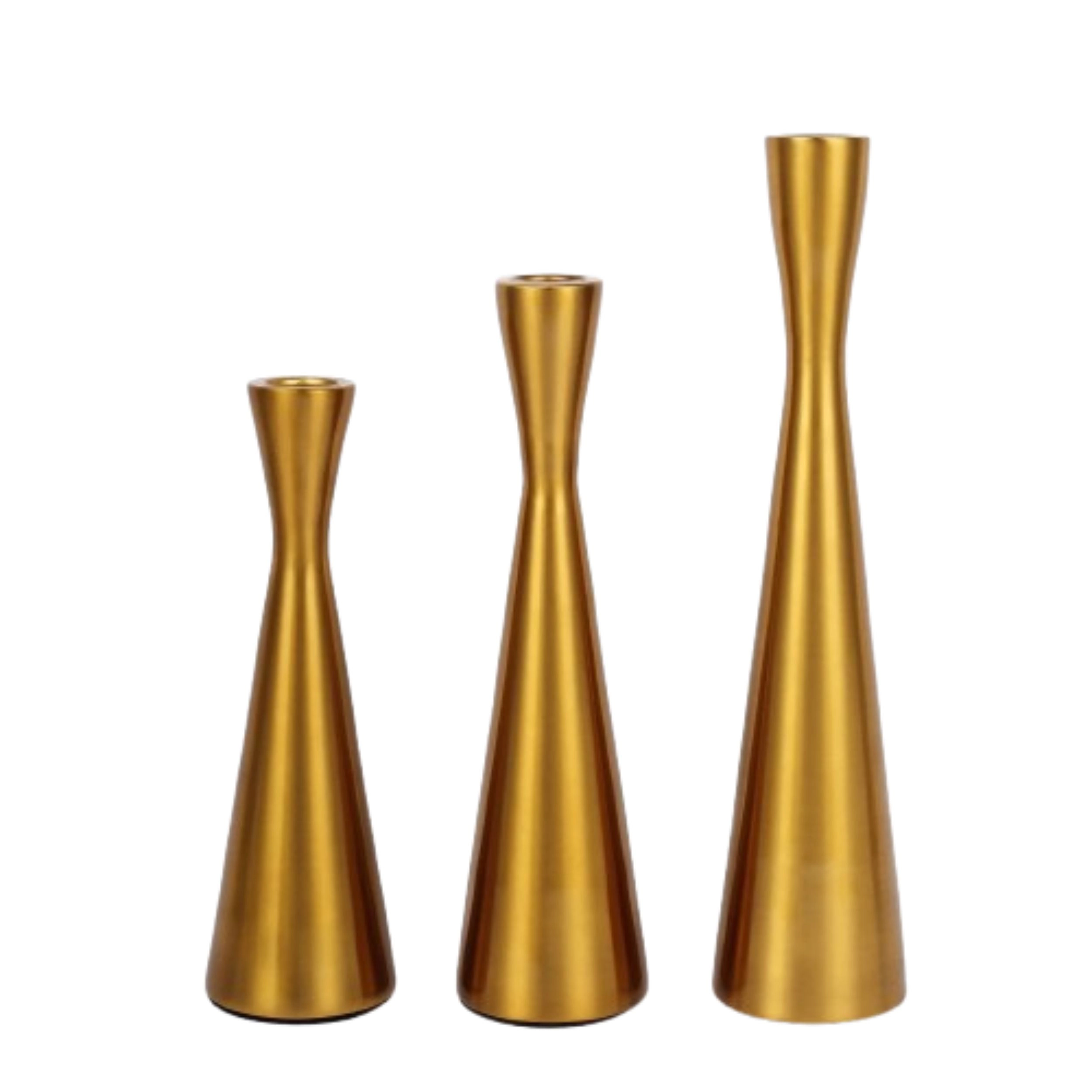 Home Collection Set of 3 Hourglass Metal Taper Candle Holders