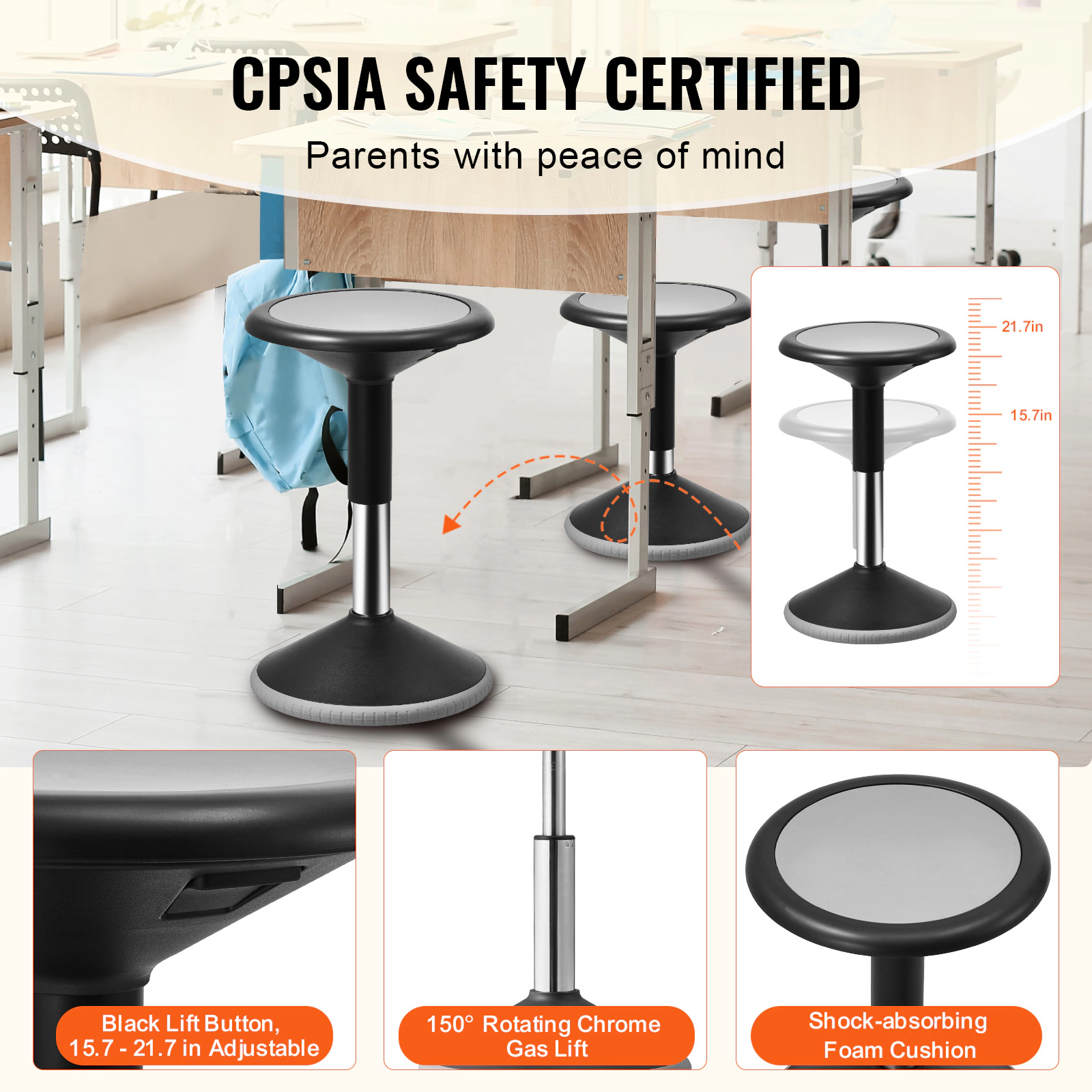 HONGGE Kids Wobble Chair Active Chair with Sponge Cushion Wobble Stool Improves Focus Posture and Calm Children Ideal