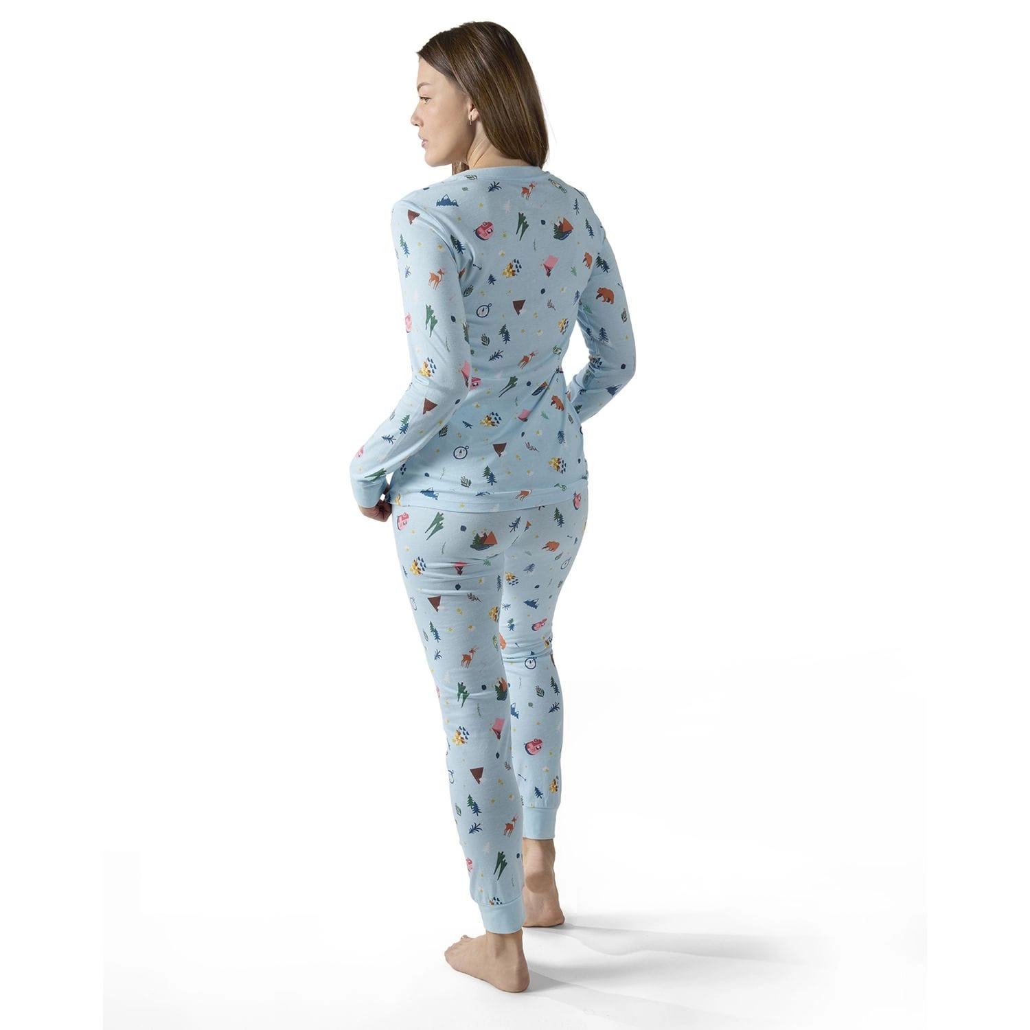 MeMoi Women's Bear and Campfire Fun Two-Piece PJ Set a Bag