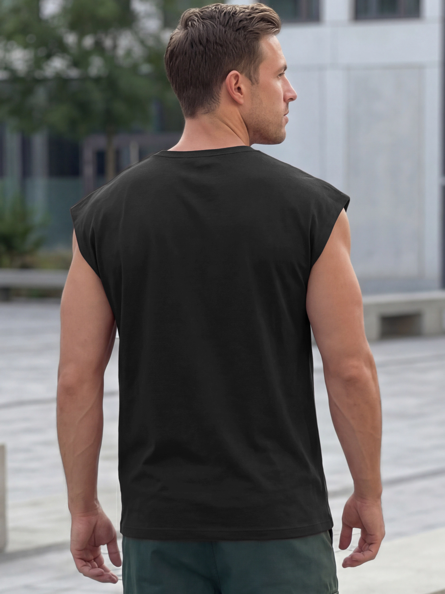 INSPIRE CHIC Men's Workout Loose Fit Summer Sleeveless Tank T-Shirt Top