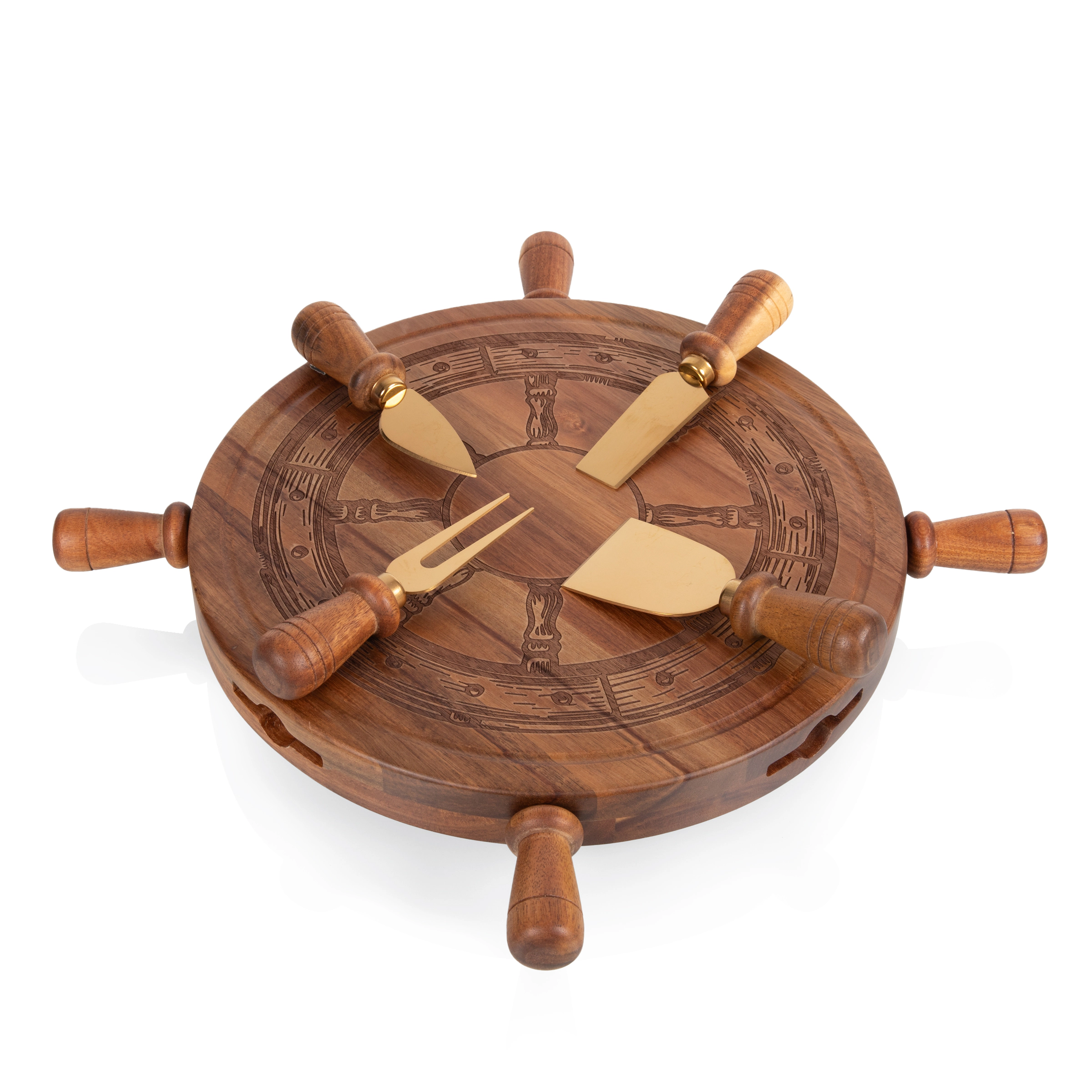 TOSCANA Helmsman Lazy Susan Cheese Board with Tool Set