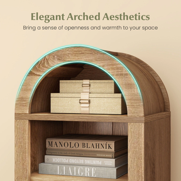 Hivvago 8-Tier Modern Arch Bookshelf with 3 Adjustable Shelves