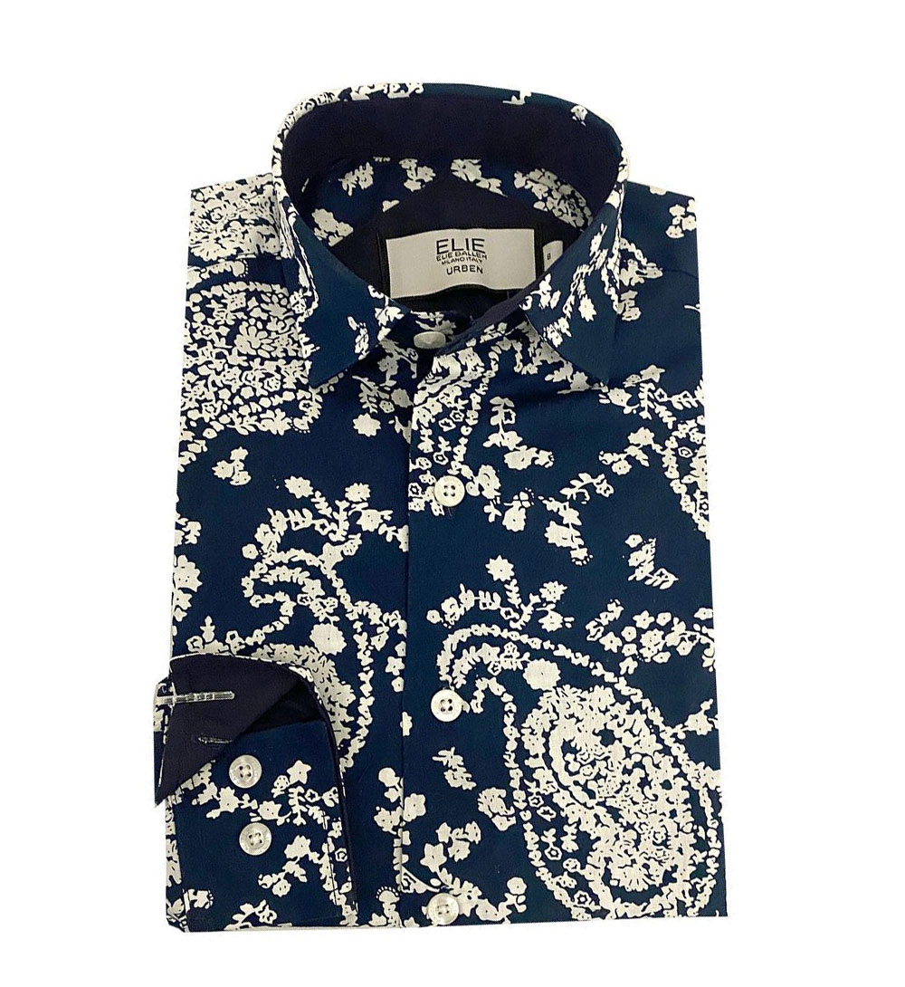 Elie Balleh Boys Slim Fit Paisley Button Down Shirt