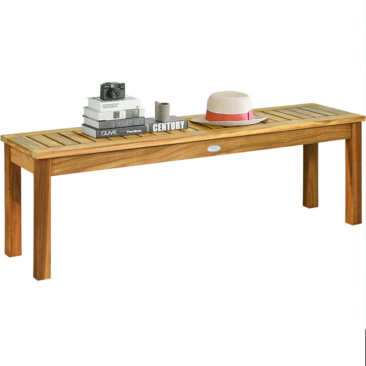 LJG 52 Inch Outdoor Acacia Wood Dining Bench Chair