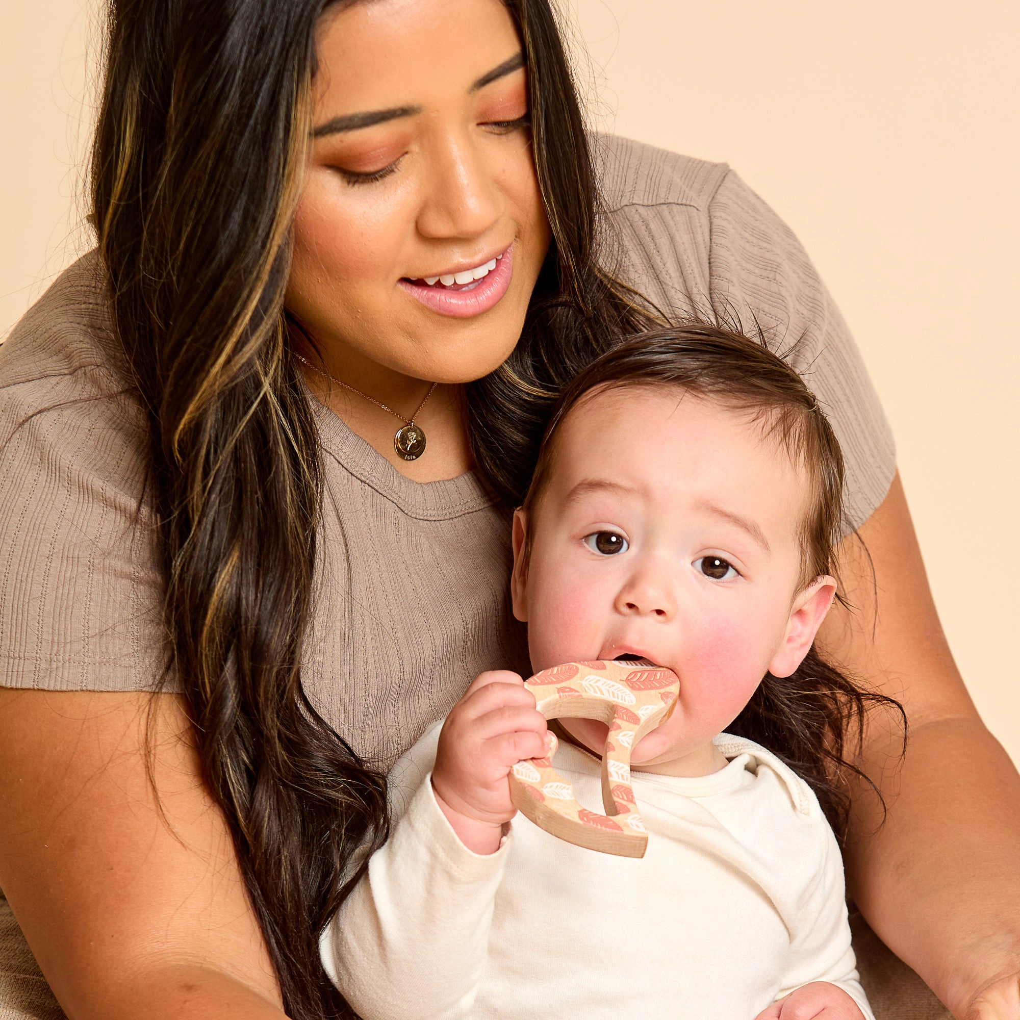 Solid Maple Wood Bird Rattle & Teether (Feathers) - Natural Wooden Baby Toy Made in USA