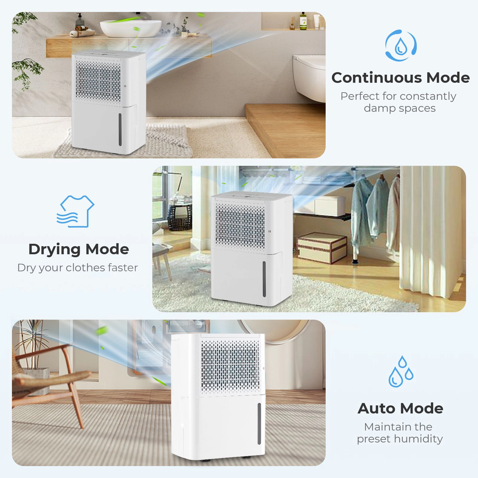 SlickBlue Compact Dehumidifier for Bedroom, Basement, Bathroom and Garage, 32 Pint