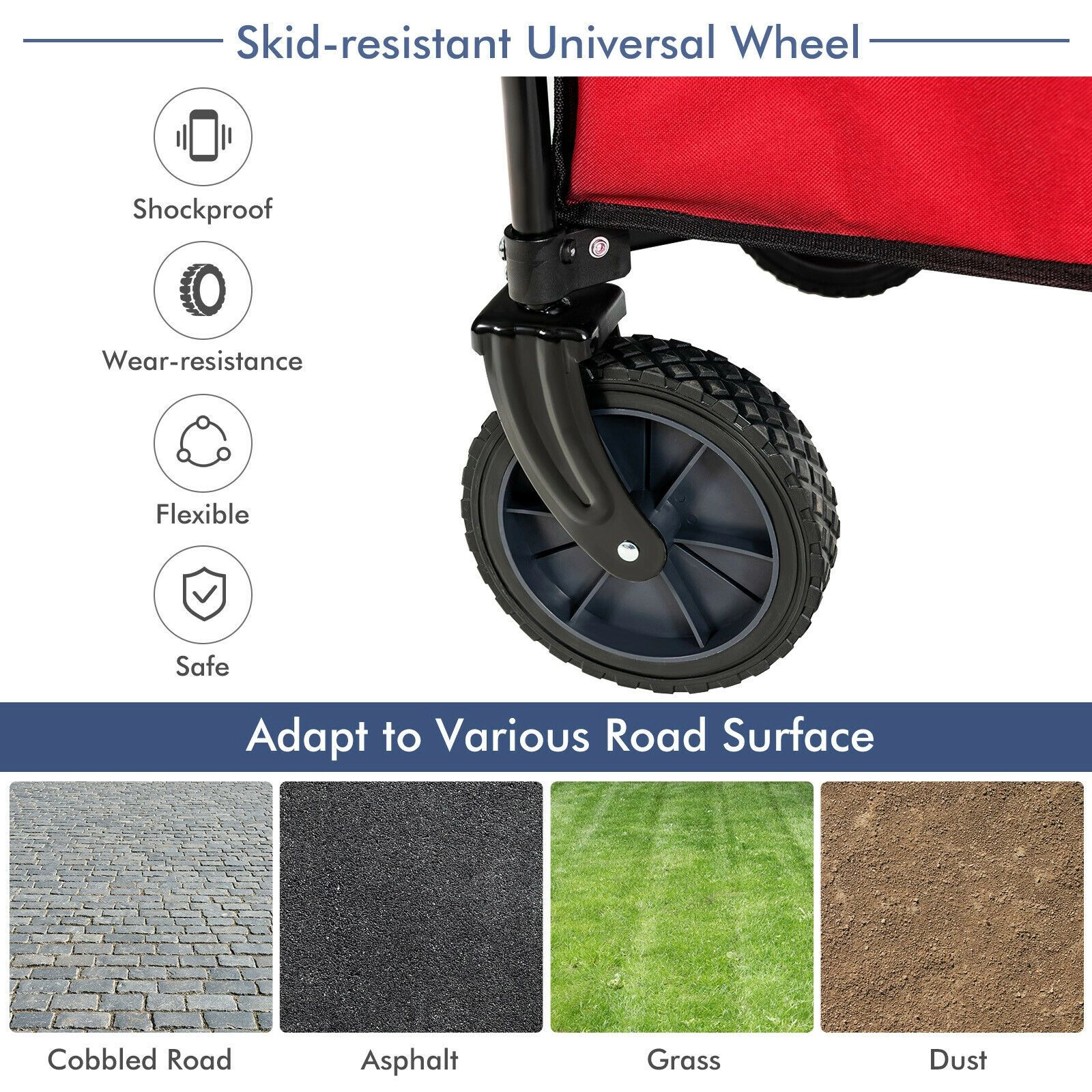 SlickBlue Folding Utility Wagon Cart with 180 lb Weight Capacity